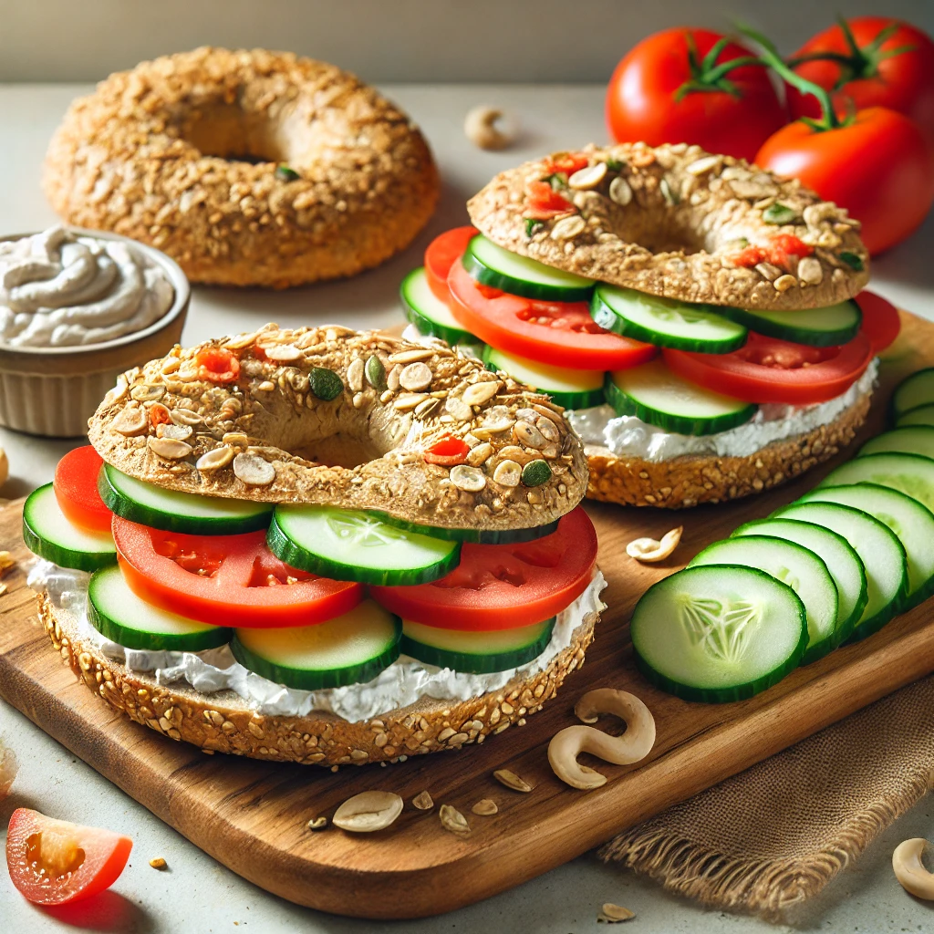 Vegan Bagels with Cashew Cream Cheese (Simple & Protein-Rich)